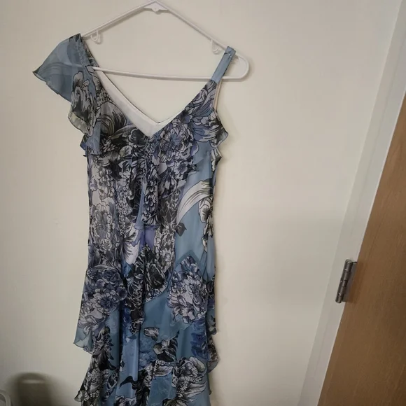 Dressbarn Blue Ruffle Sequin Fairy Midi Dress Size 12 - Picture 3 of 7